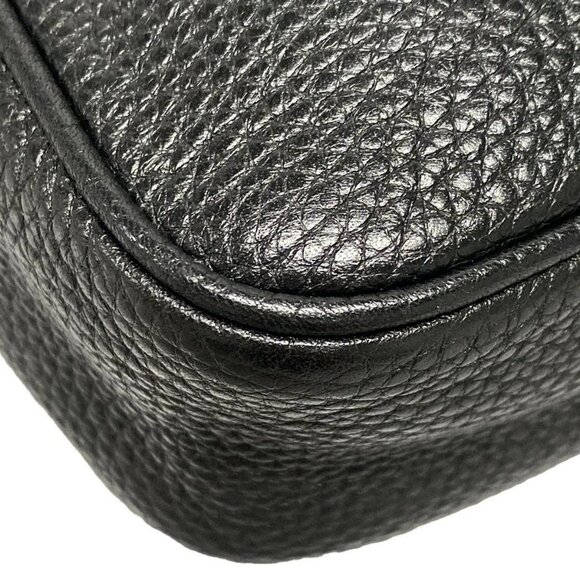 Auth GUCCI Double G 347994 Black Leather Shoulder Bag - Picture 4 of 16